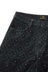 Radiant Embellished Denim Pant – Century Penthouse BLACK