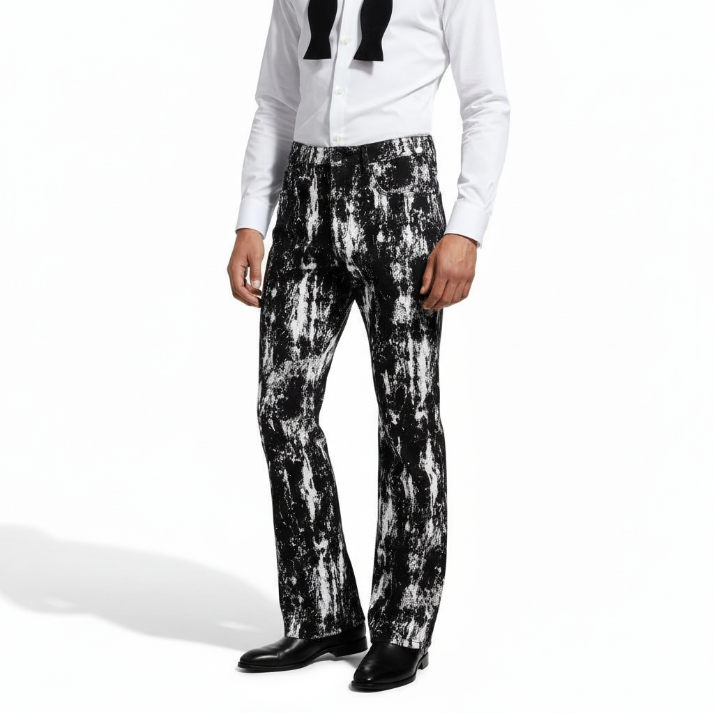 Flocked Eclipse Denim Pant – Century Penthouse BLACK