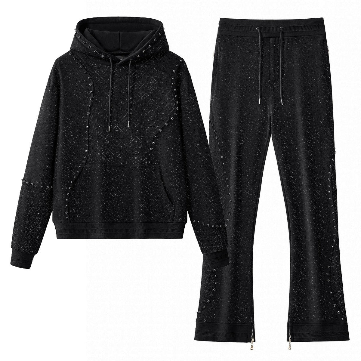 Barocco Midnight Matrix Studded Men's Sweatsuit - Black