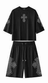Sanctum Cross Short Set – Century Penthouse BLACK/SILVER