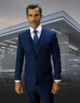 Men’s Sapphire 3pc suit ultra slim fit super 150’s italian wool STATEMENT SUITS CORTA