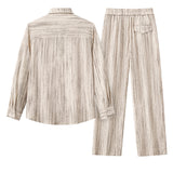 Barocco Canyon Men's Printed Long Sleeve Shirt & Pleated Pants Set - Taupe