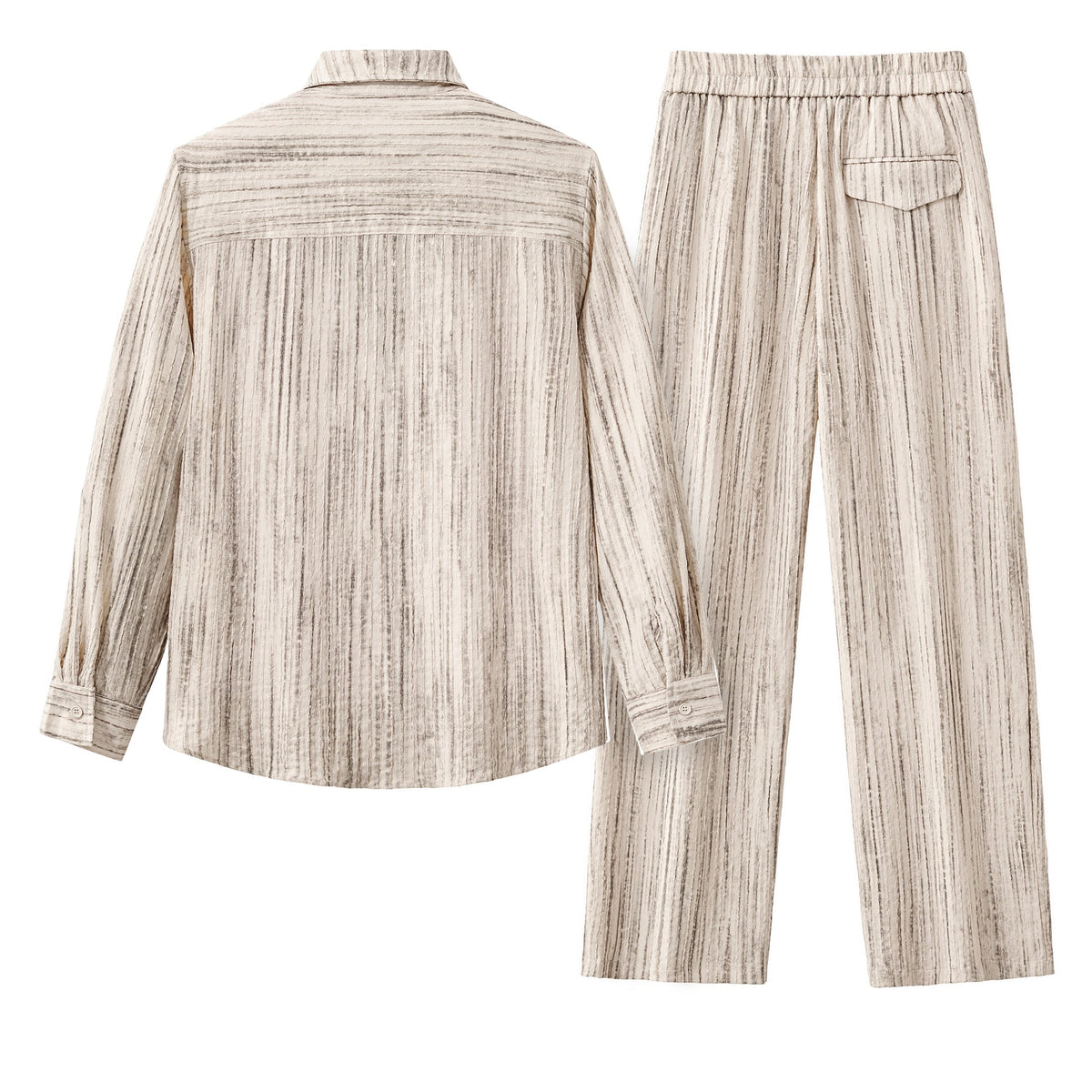Barocco Canyon Men's Printed Long Sleeve Shirt & Pleated Pants Set - Taupe