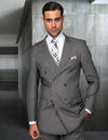 Men’s Gray pinstripe double-breasted suit regular fit pleated pants super 150’s italian wool STATEMENT SUITS DB-ZARELLI