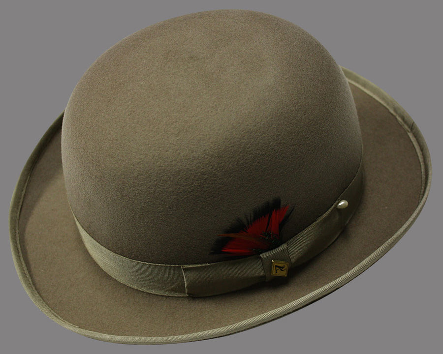 100% Wool Taupe Derby Hat
