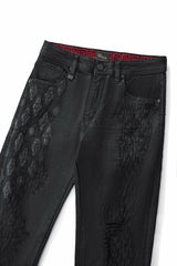 Regalia Medallion Print Denim Pant BLACK