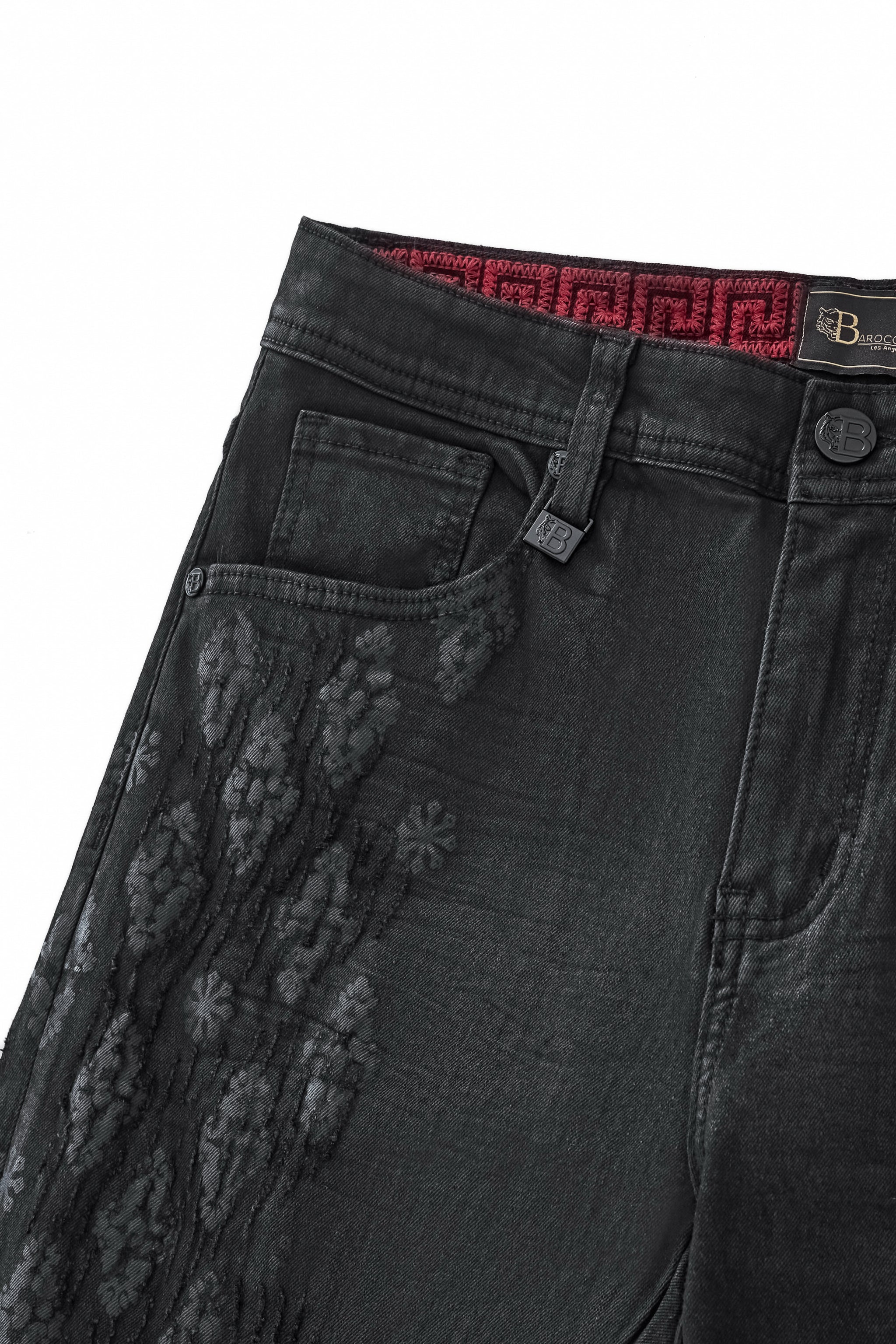 Regalia Medallion Print Denim Pant BLACK