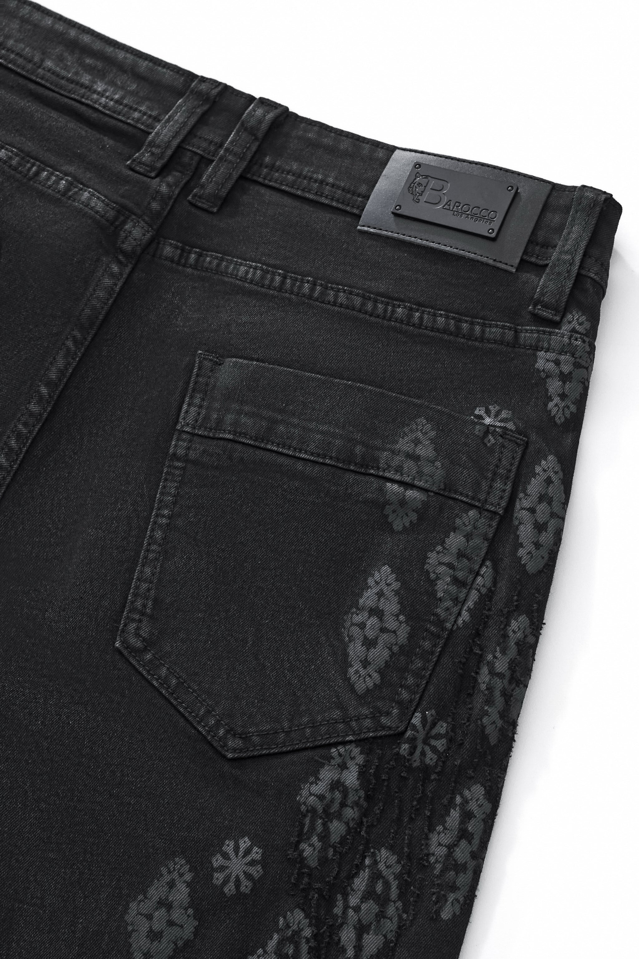 Regalia Medallion Print Denim Pant BLACK