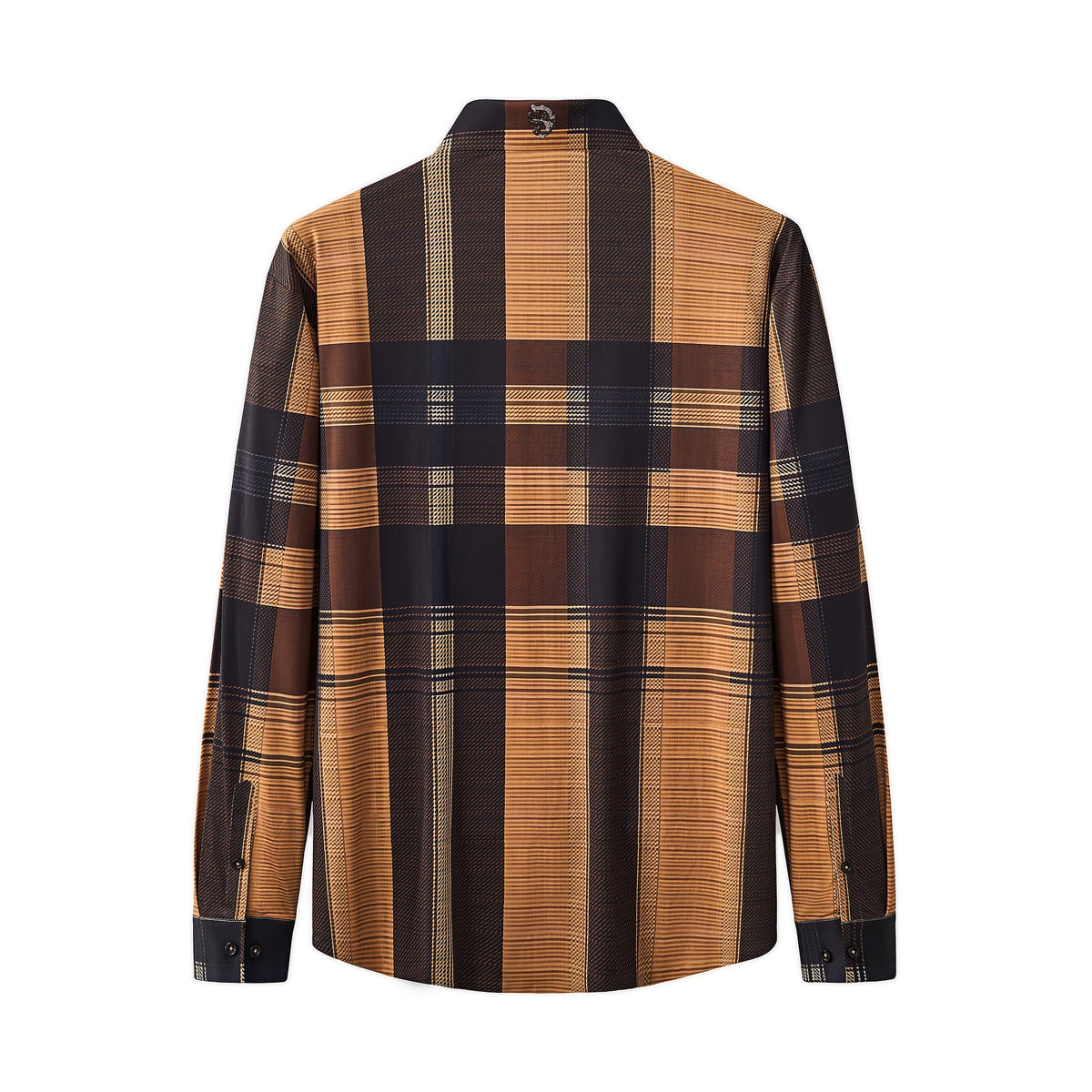 El Baron Seamless Plaid Stripe Men's Shirt - Caramel