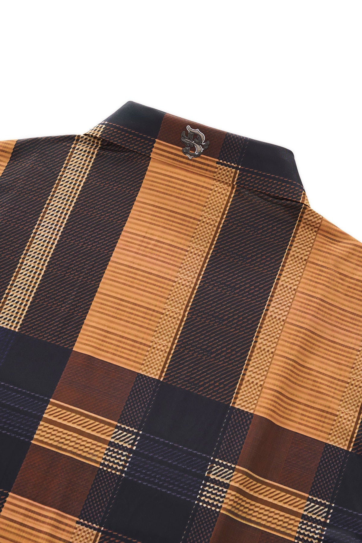 El Baron Seamless Plaid Stripe Men's Shirt - Caramel