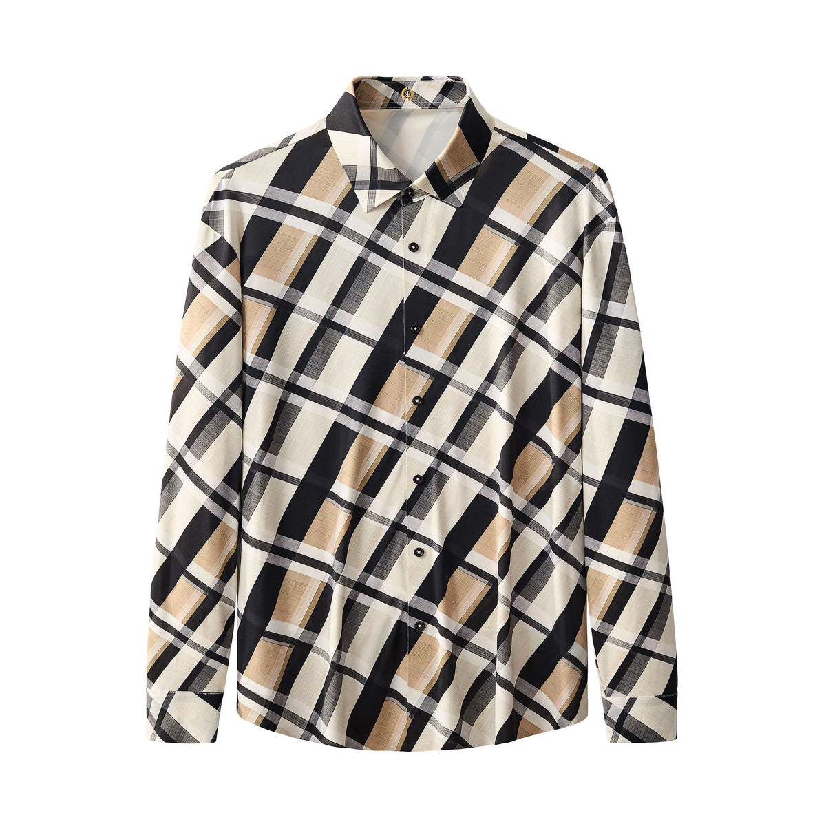 El Baron Seamless Bold Plaid Men's Shirt - Khaki