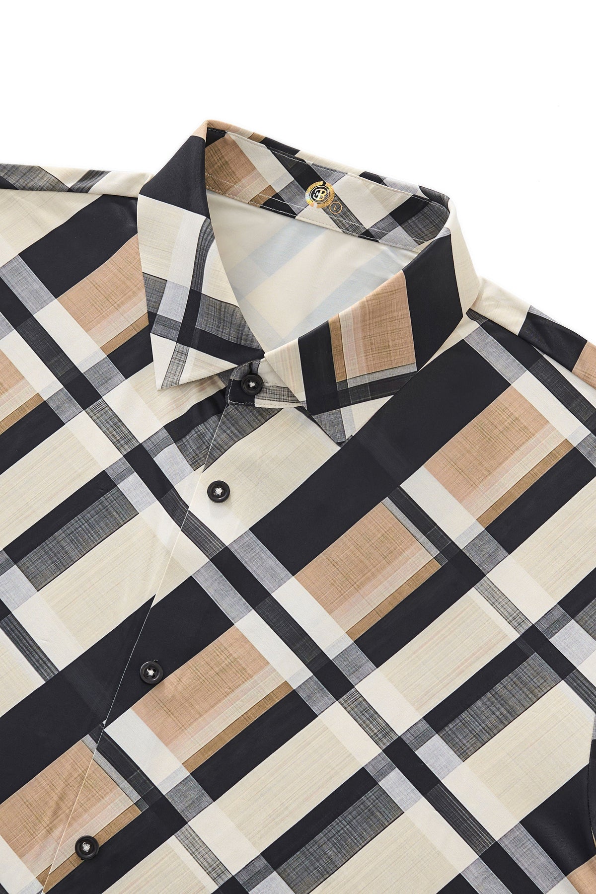 El Baron Seamless Bold Plaid Men's Shirt - Khaki