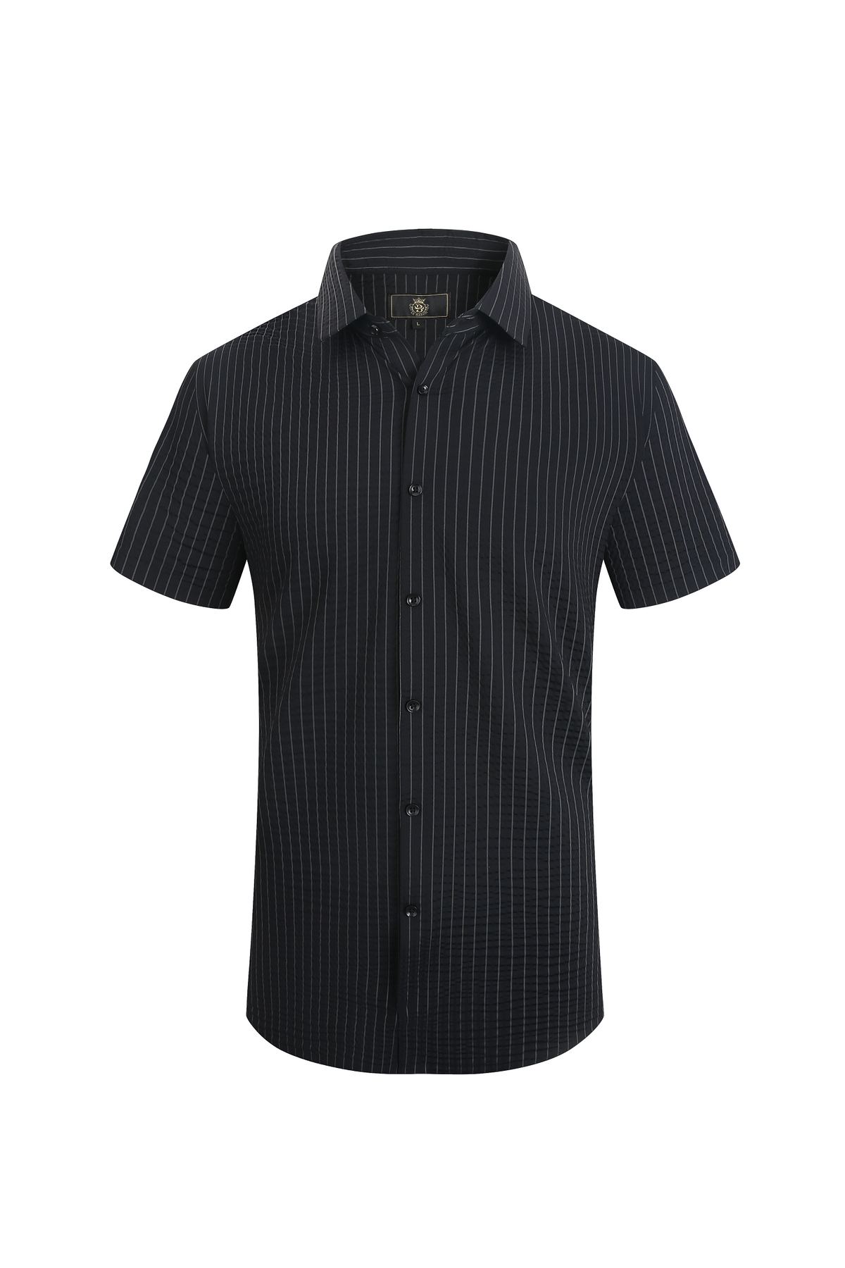 Barocco Lineform Stretch Men's Short Sleeve Shirt - Black
