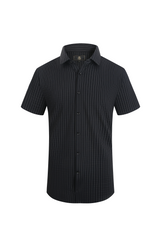 Barocco Lineform Stretch Men's Short Sleeve Shirt - Black