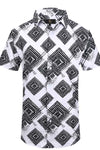 Barocco Mono Grid Men's Short Sleeve Shirt - White