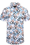 Barocco Pixel Cascade Men's Short Sleeve Shirt - White/Black
