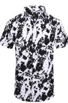 Barocco Monochrome Ink Splash Men's Short Sleeve Shirt - White/Black