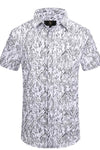 Barocco Geometric Cascade Men's Short Sleeve Shirt - White/Black