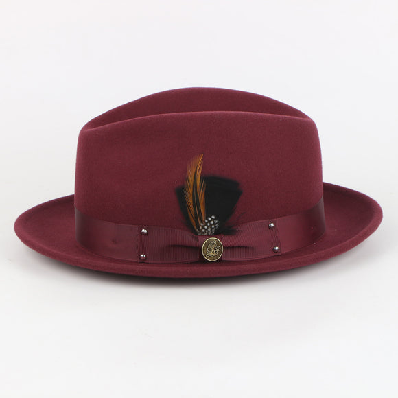 Ayden Fine Australian Wool Fedora Hat – Modern Vintage Luxury | Burgundy | WH-100