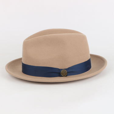 Bowery Fine Australian Wool Fedora Hat – Camel with Blue Band | WH-102