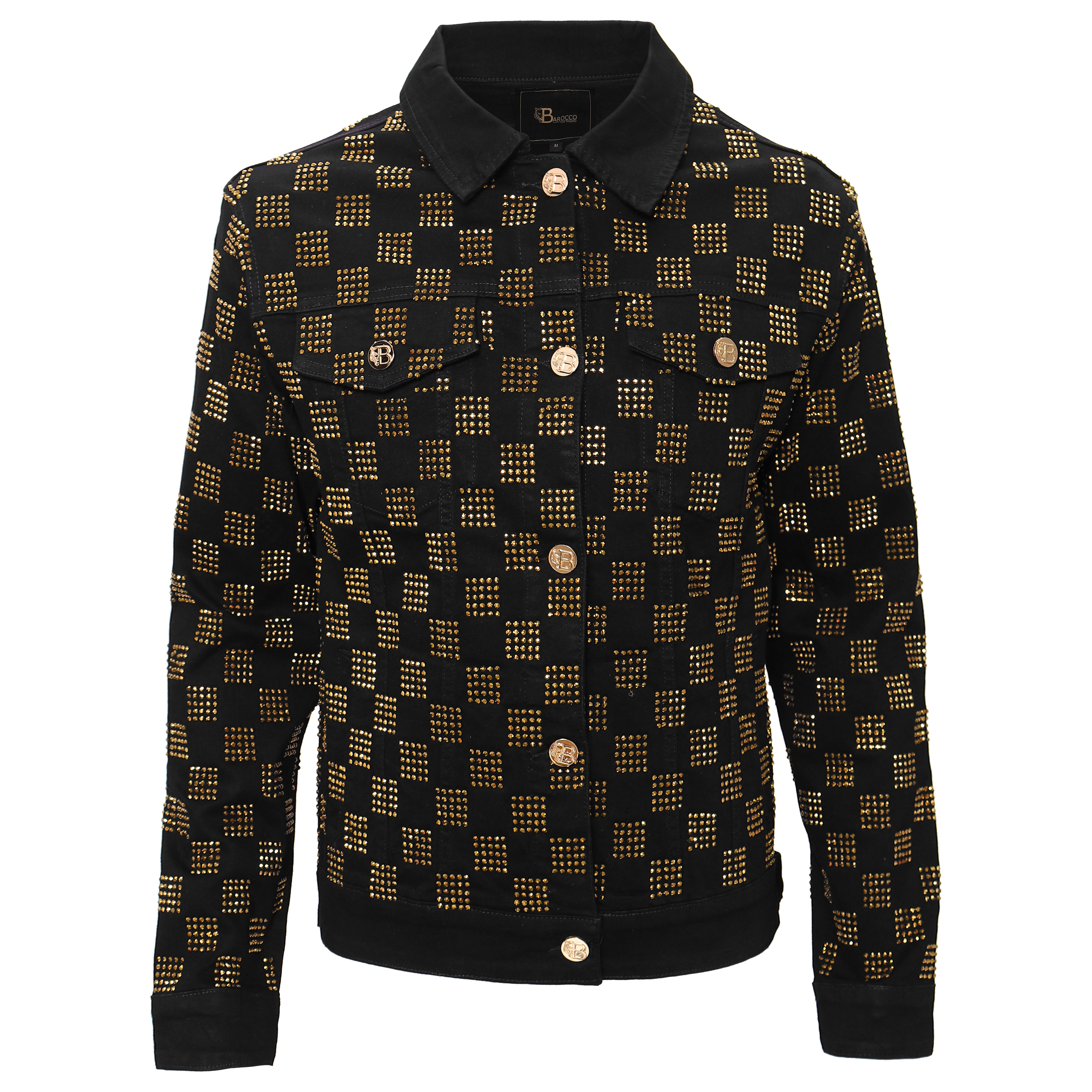 Dazzle Check Denim Jacket BLACK/GOLD – Franky Fashion