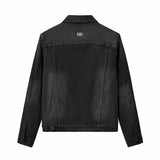 Obsidian Distressed Denim Jacket BLACK