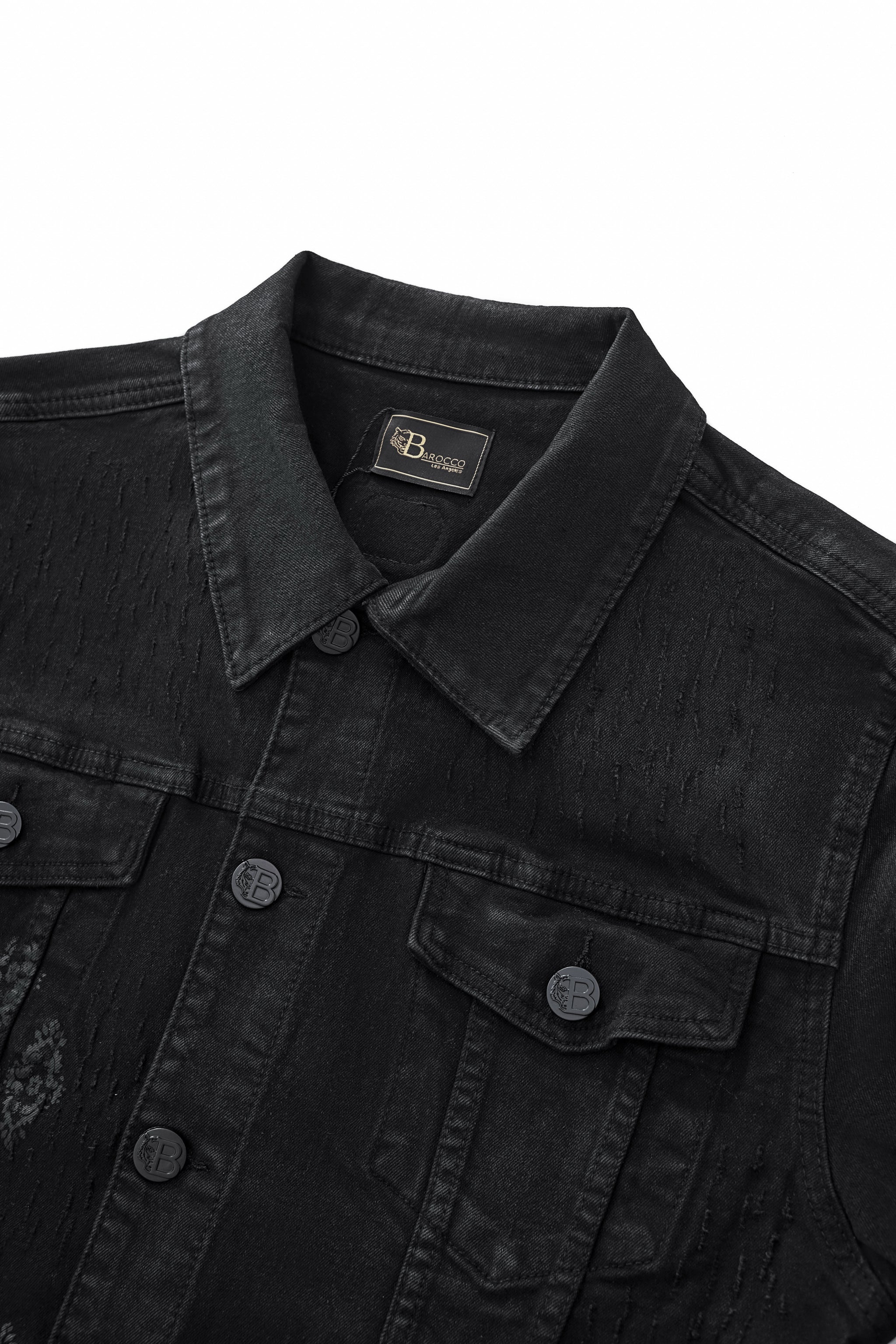 Regalia Medallion Print Denim Jkt BLACK