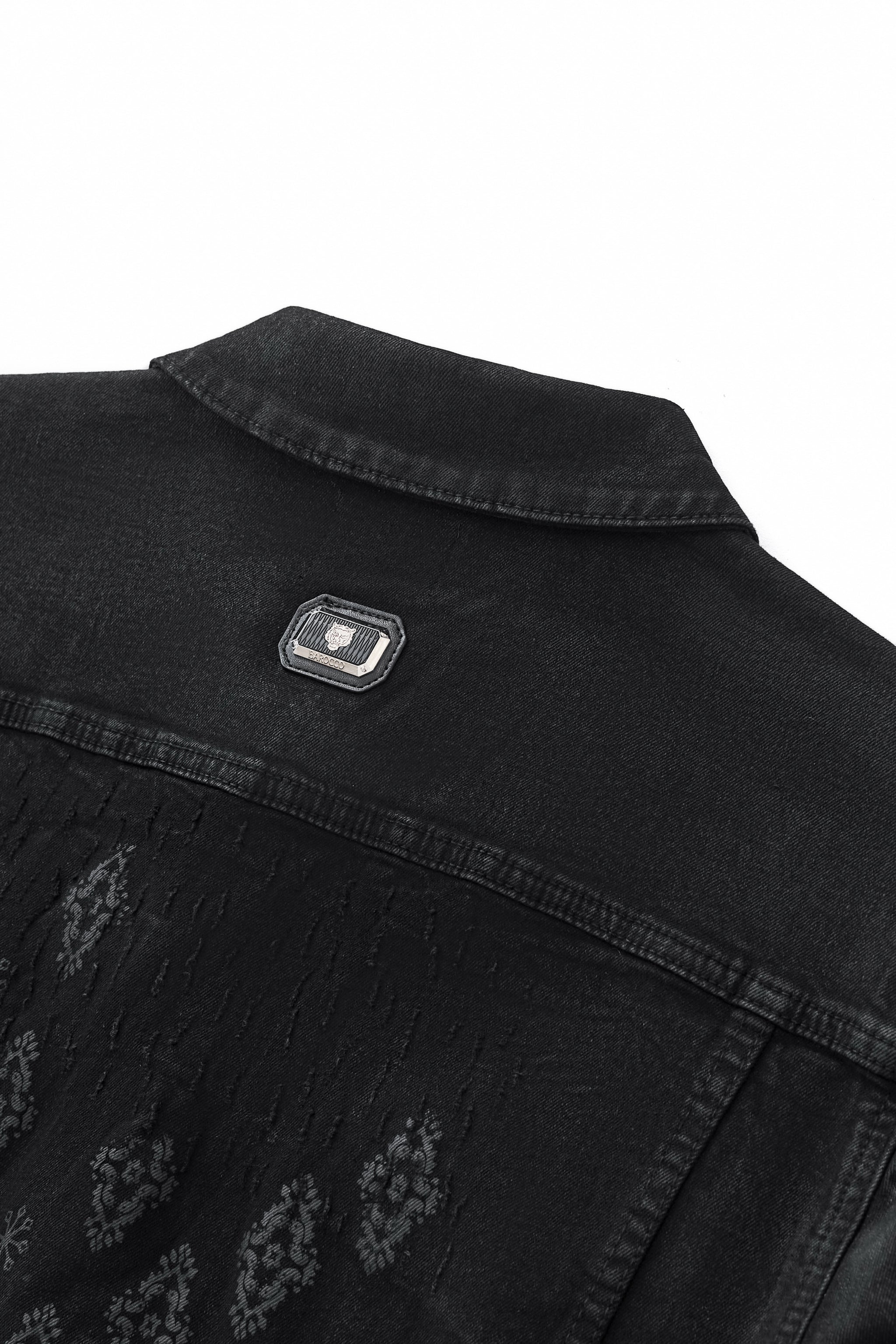 Regalia Medallion Print Denim Jkt BLACK