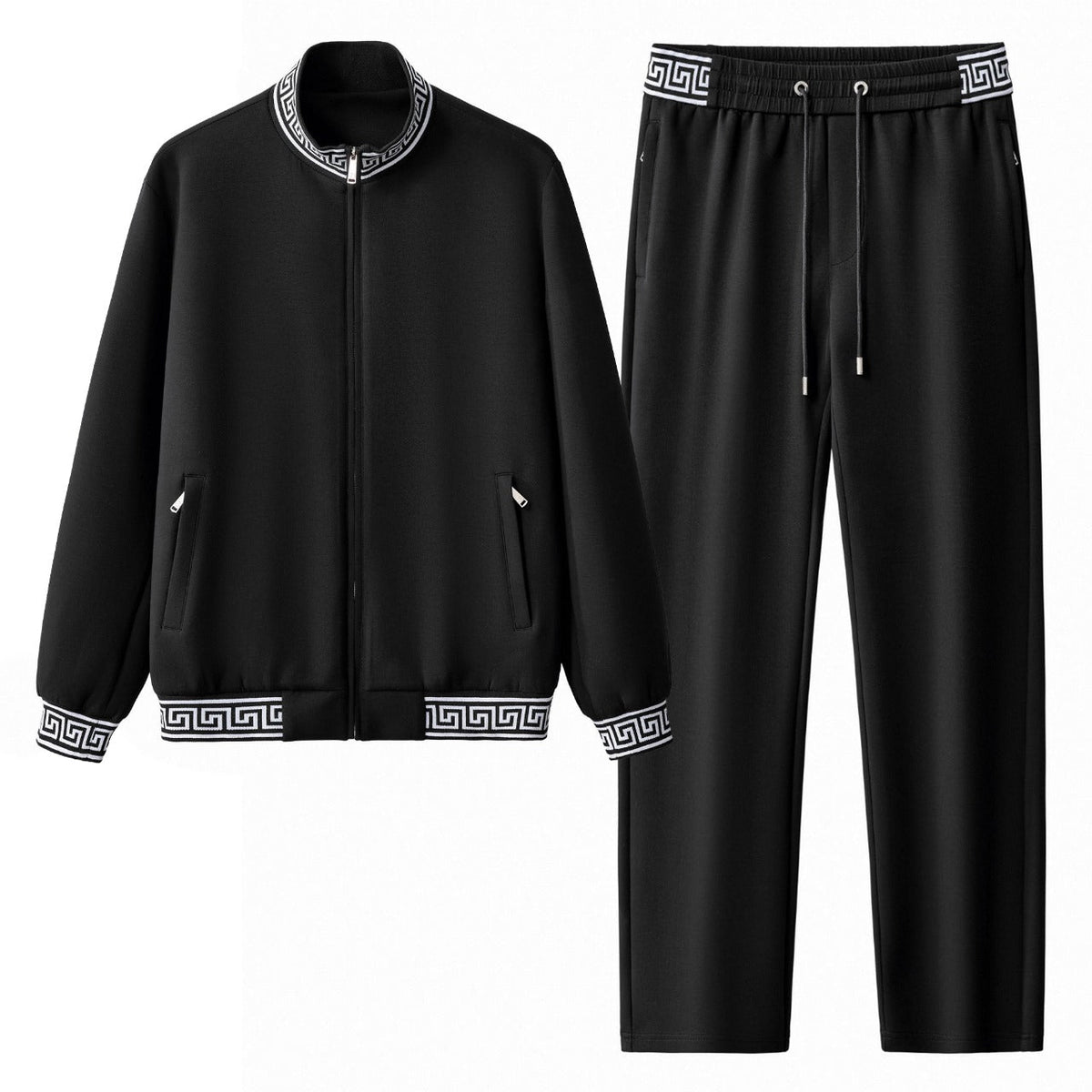 Barocco Imperial Trim Men's Lounge Set - Black