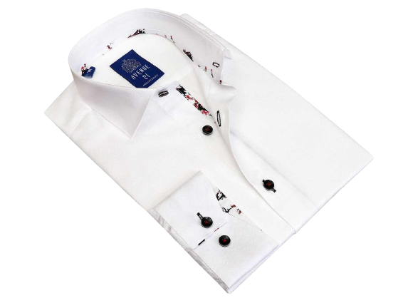 Avenue 21 Men’s European Modern Fit White Button-Down Long Sleeve Cotton Shirt – Made in Turkey