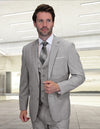 Men’s Gray sharkskin 3-piece suit modern fit Italian wool STATEMENT SUITS LARZO