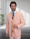 Men’s Peach sharkskin 3-piece suit modern fit Italian wool STATEMENT SUITS LARZO