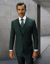 Men’s Hunter solid 3pc suit slim fit flat-front pants super 150’s wool STATEMENT SUITS LORENZO