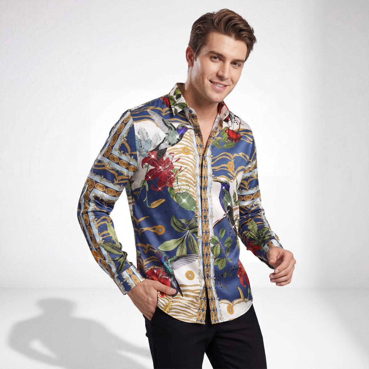 Barocco Hummingbird Harmony Men's Shirt - Multi
