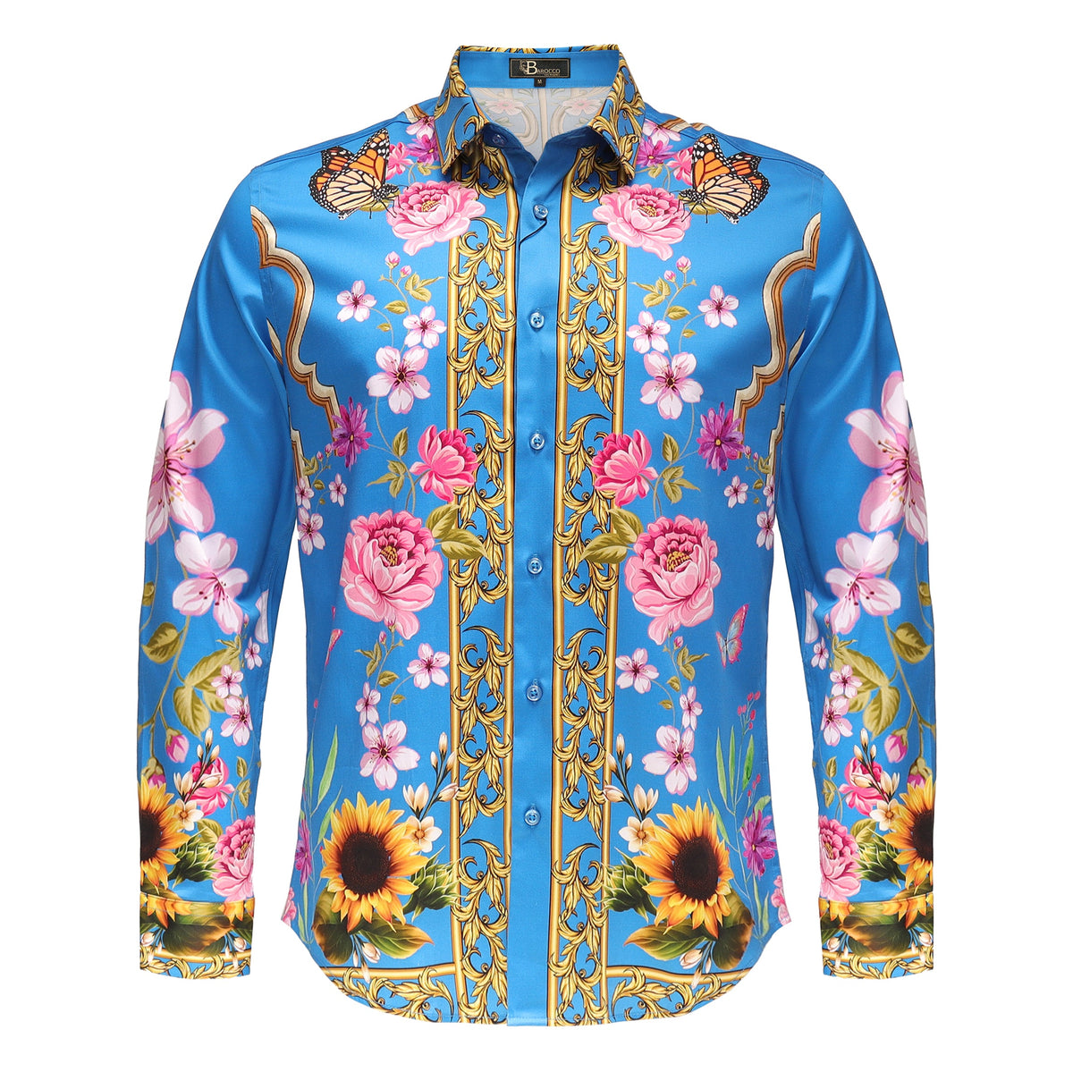 Barocco Petals of Gold Men's Shirt - Royal