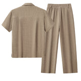 Barocco Loft Men's Textured Shirt & Pants Set - Brown