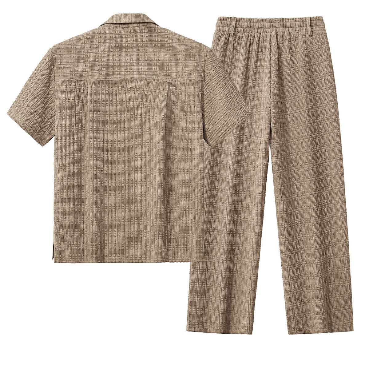 Barocco Loft Men's Textured Shirt & Pants Set - Brown