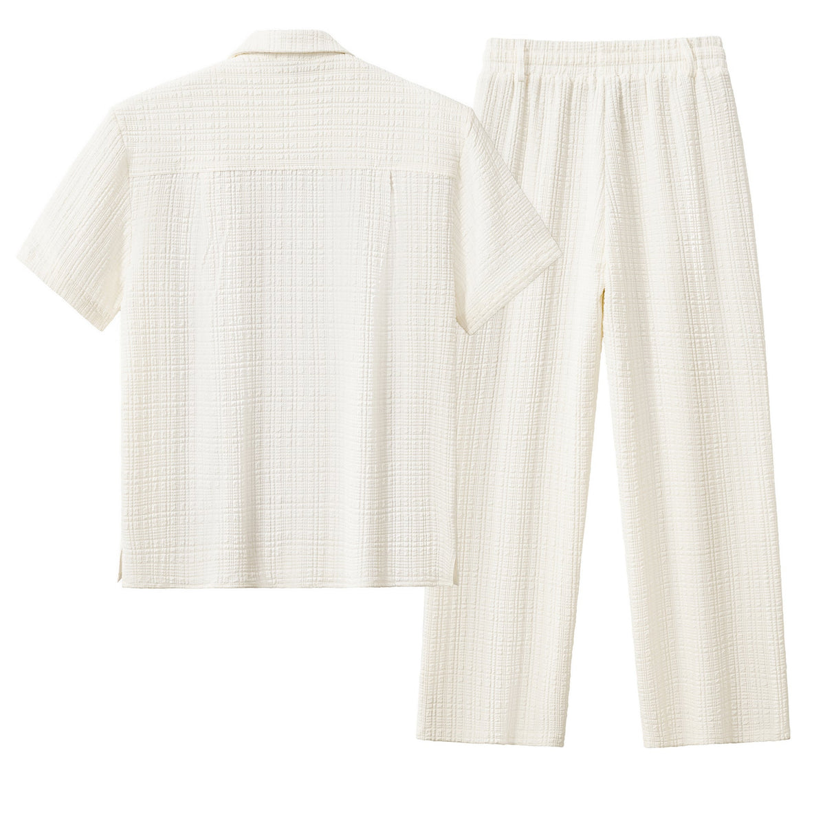 Barocco Loft Men's Textured Shirt & Pants Set - Taupe