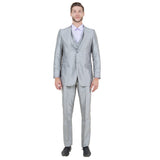 Silver Men's Sharskin Slim-Fit 3-Piece Suit