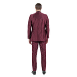 Burgundy Men's Sharskin Slim-Fit 3-Piece Suit