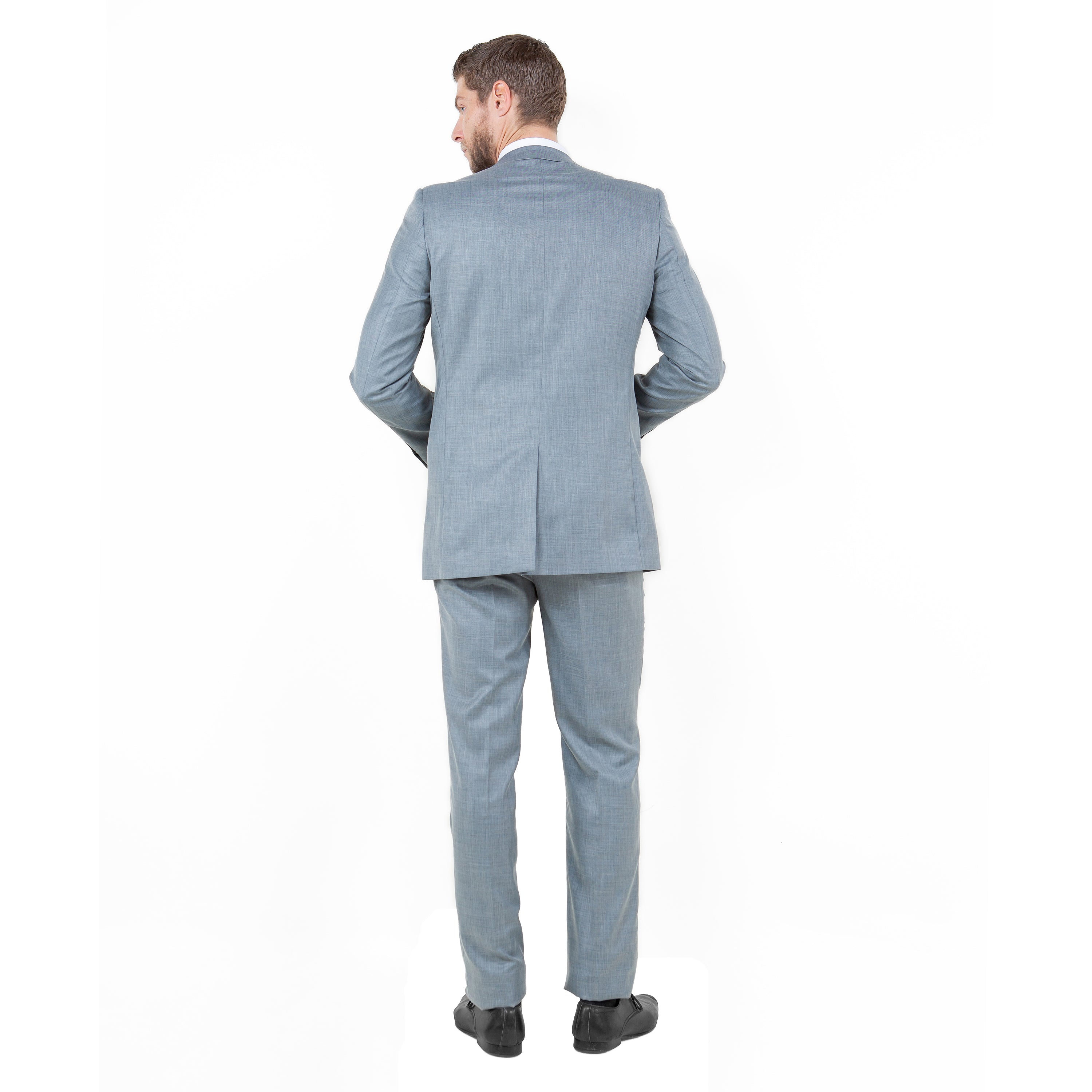 Shark Grey Men's 2pc Sharkskin Suit Slim-Fit