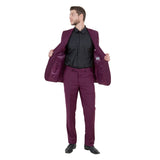 Burgundy Solid 2-PC Slim Fit Performance Stretch Suits