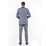Gray / Black Solid with Black Shawl Collar Trim 2-PC Slim Fit Suits