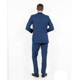 Blue / Black Solid with Black Shawl Collar Trim 2-PC Slim Fit Suits