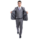 Men's 3pc Solid Suit, Notch Lapel