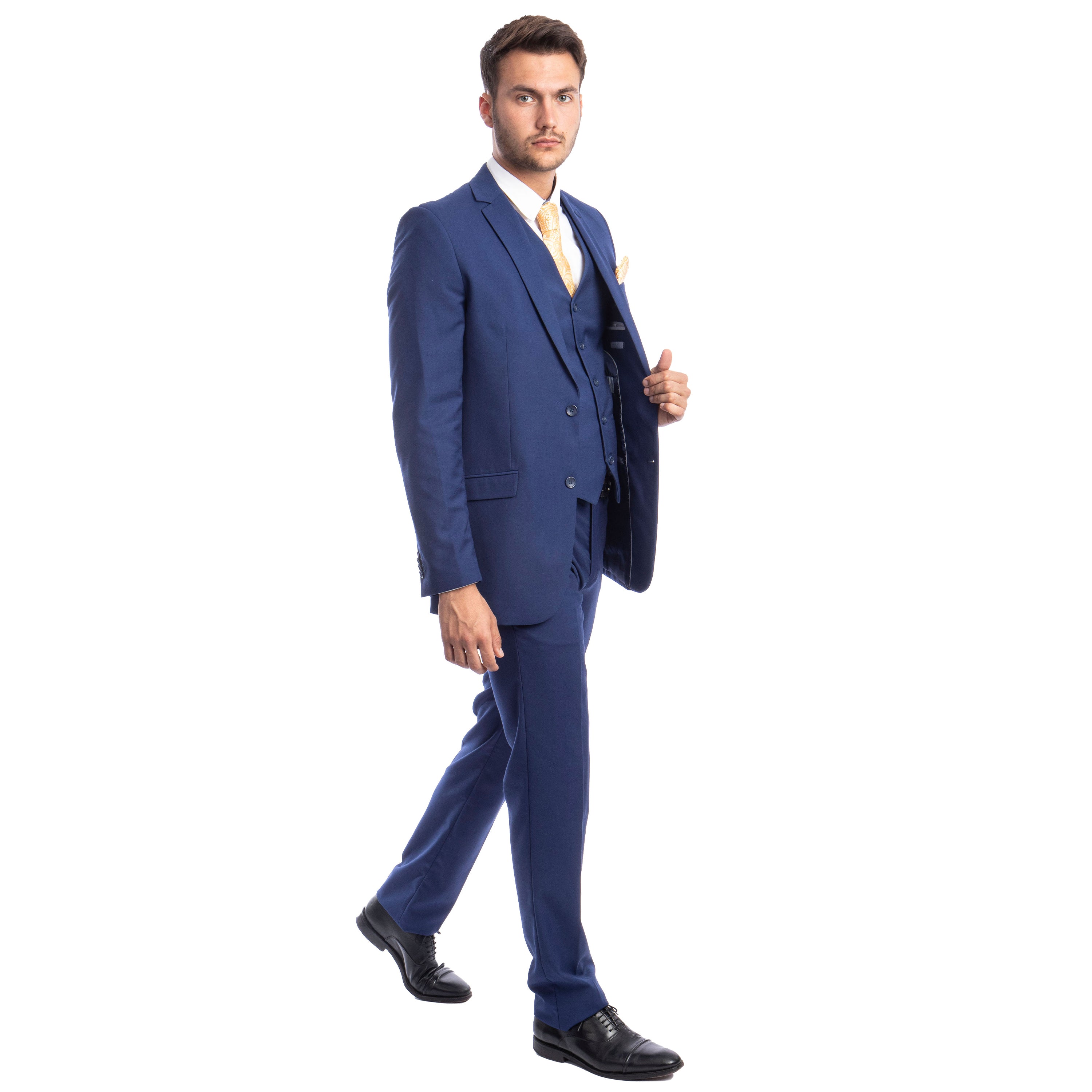 Men's 3pc Solid Suit, Notch Lapel