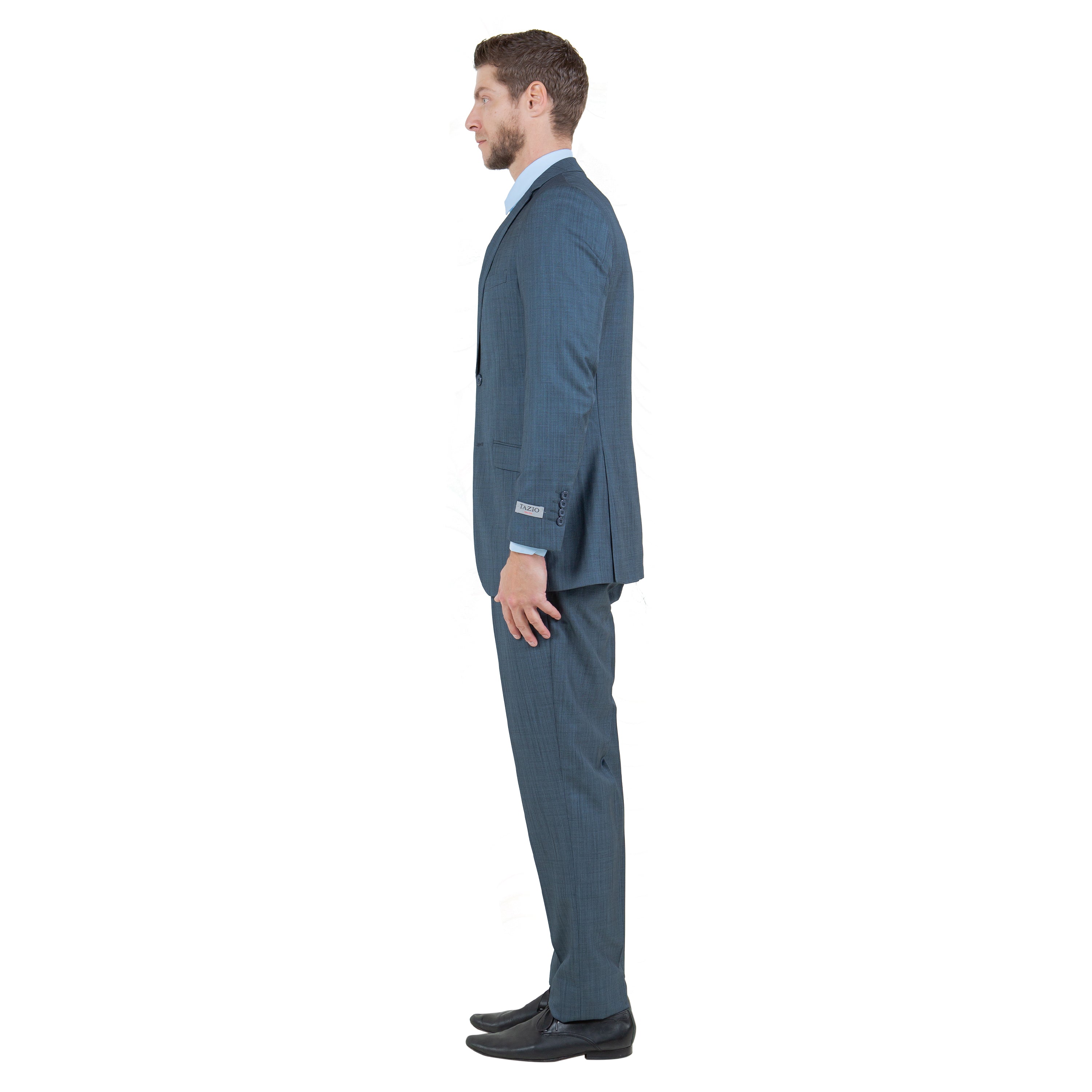 Blue Men's Slim-Fit 3-Piece Sharkskin Suit