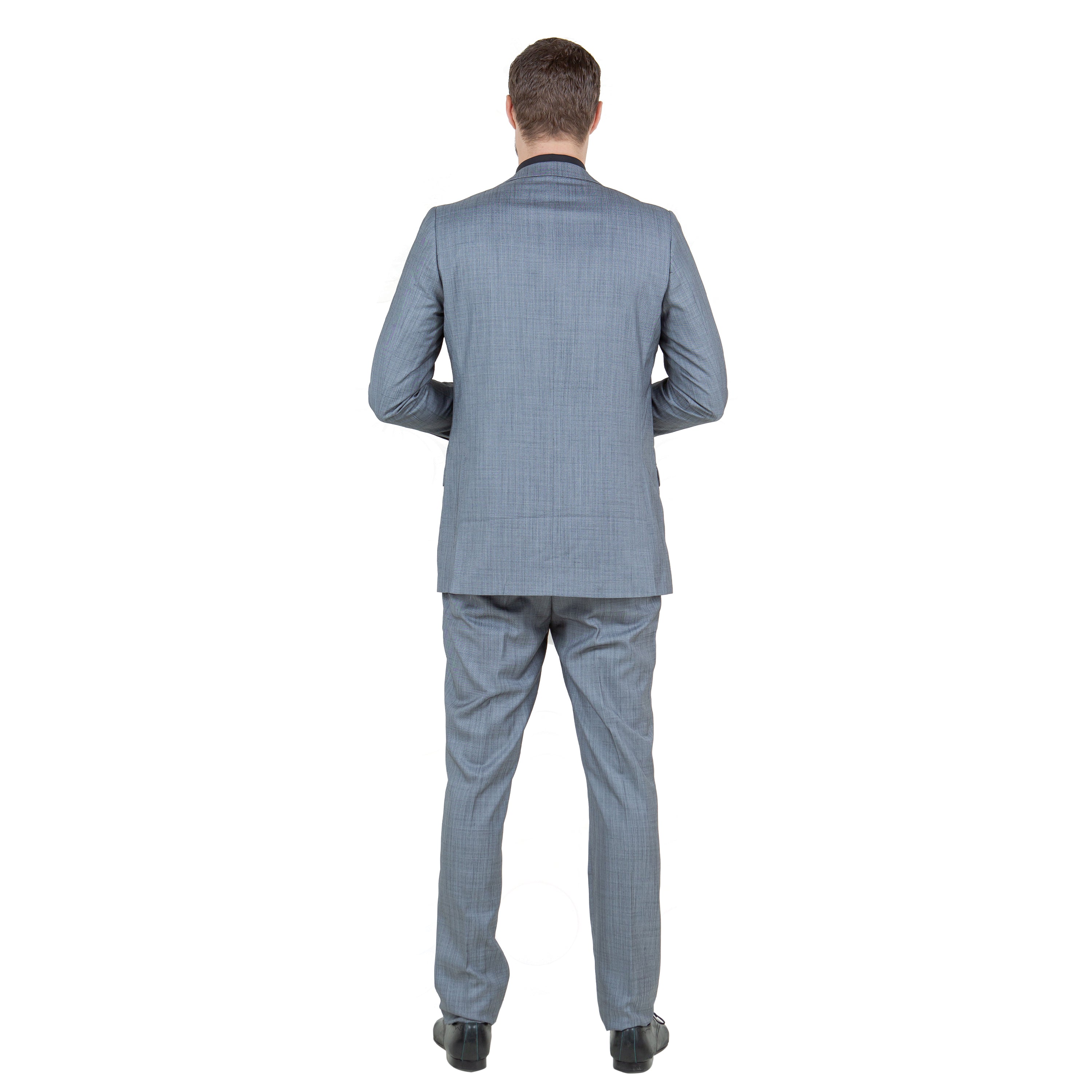 Grey Men's Slim-Fit 3-Piece Sharkskin Suit