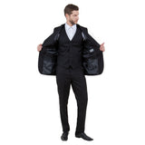 Black Men's Slim-Fit 3-Piece Sharkskin Suit