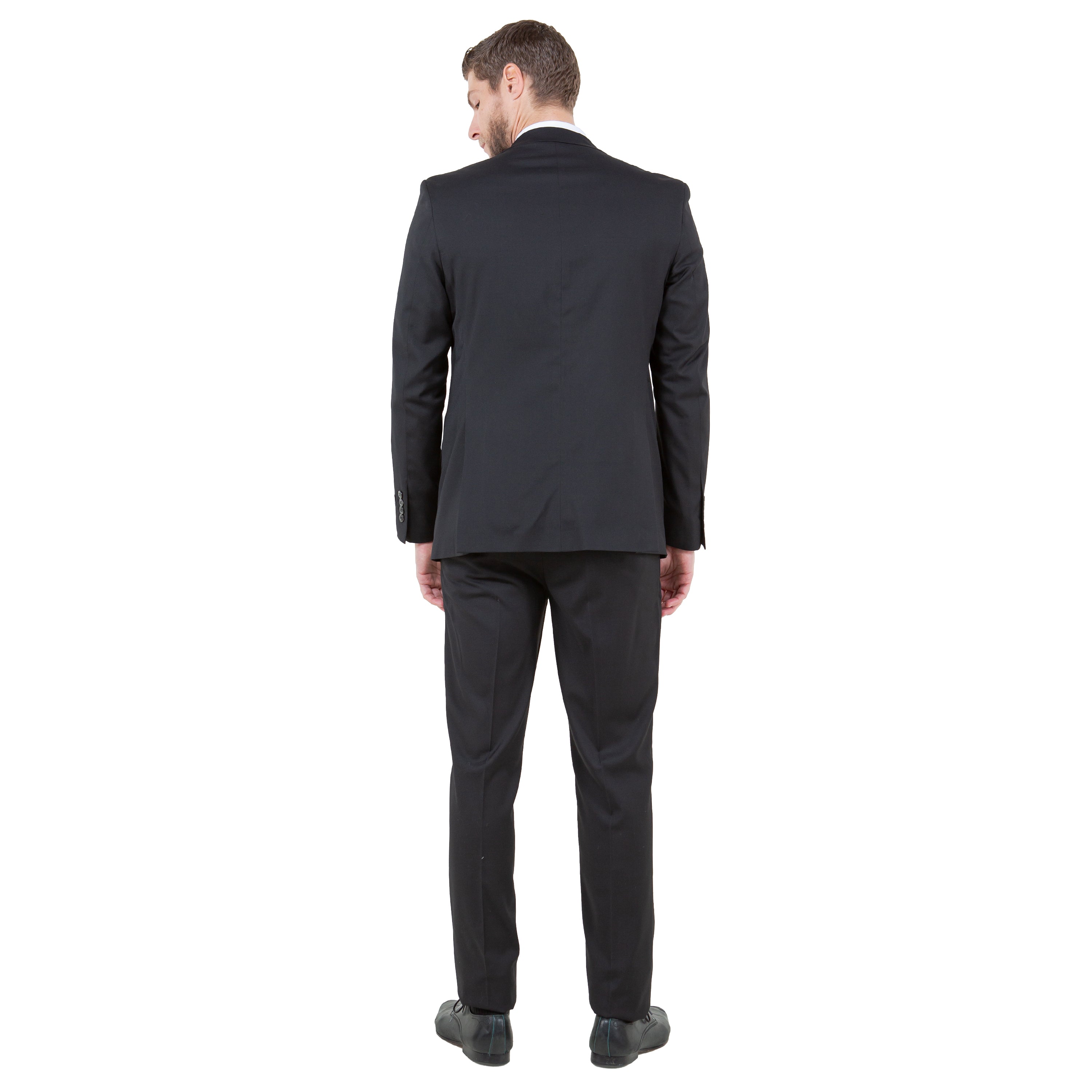 Black Men's Ultra Slim-Fit 3pc Suit w/ Expandable Waistband